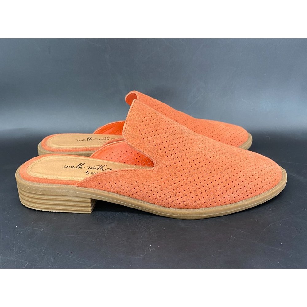 Coldwater Creek "Walk With Me" Orange Women's Size 6.5M Slides Suede Slip On - Picture 3 of 10